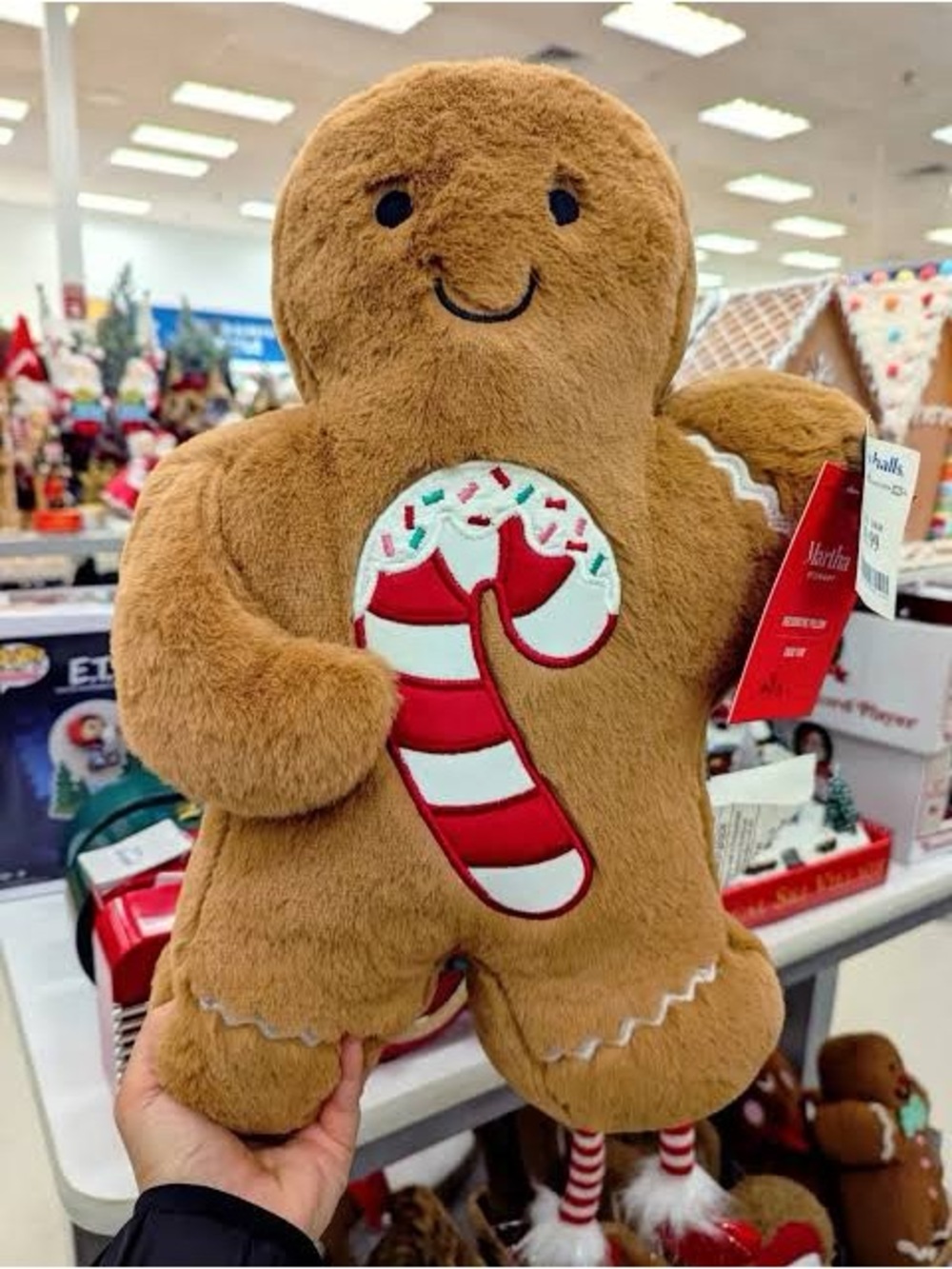 Martha Stewart Plush Gingerbread Candy Cane Soft Toy - Brown